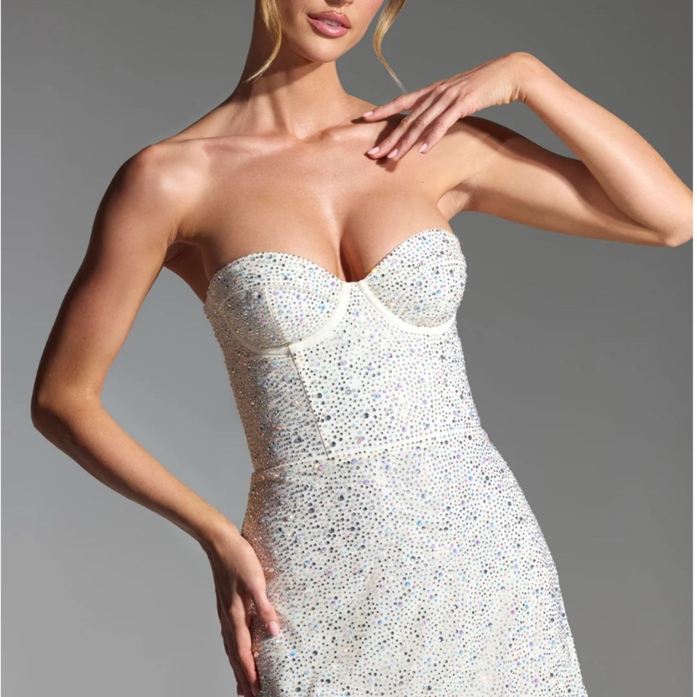 Oh Polly White Embellished Mini Dress